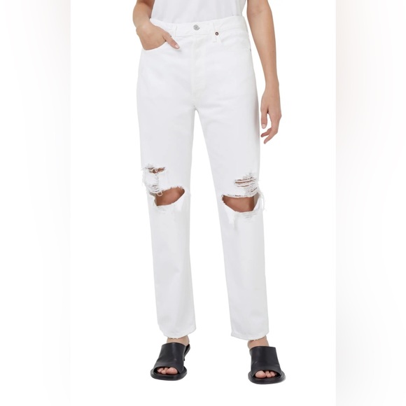 Agolde 90’s Pinch High Waist Straight Leg Organic Cotton Jeans - White Size 27 - Picture 1 of 3